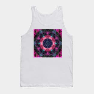 Mosaic Kaleidoscope Flower Pink Purple and Blue Tank Top